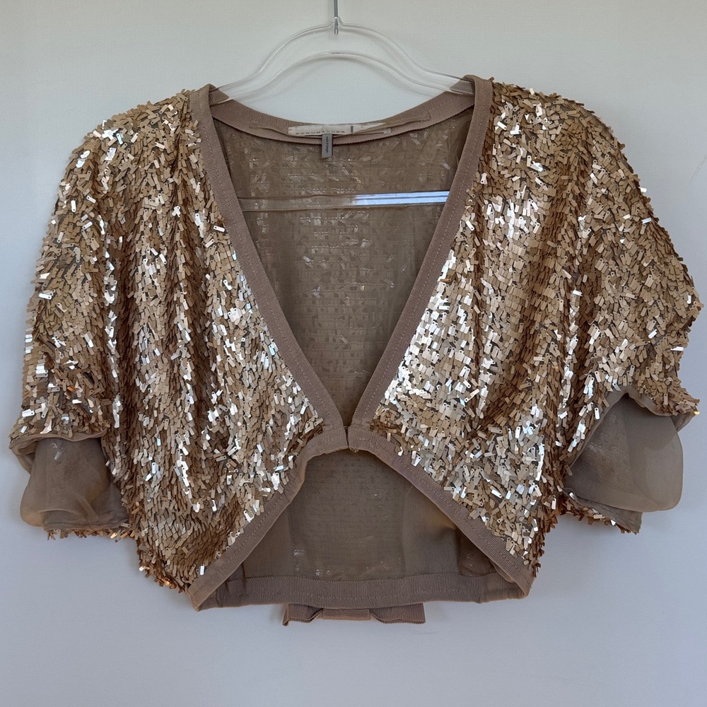 Elegant Gold Sequin Bolero Jacket